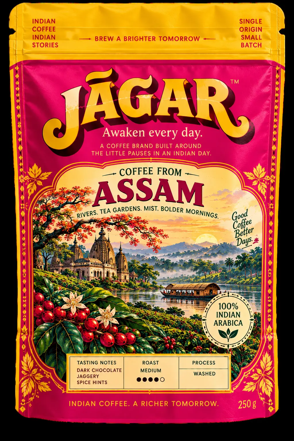 JĀGAR Assam single-origin coffee pouch